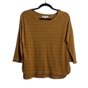 MADEWELL Henley 3/4 Sleeve Top in Muted Mustard Size XSmall